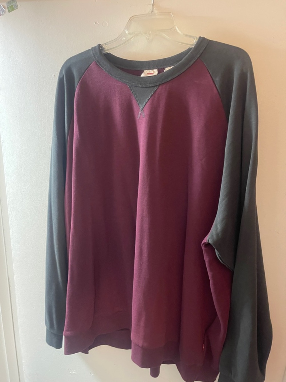 Men's Two-Tone Burgundy and Charcoal Crewneck light weight Sweatshirt
